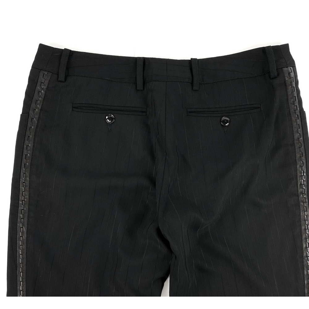 Christian Dior Luxury Pants Women's 8 Black Lambskin Trimmed Striped Lined 40 - Picture 12 of 14